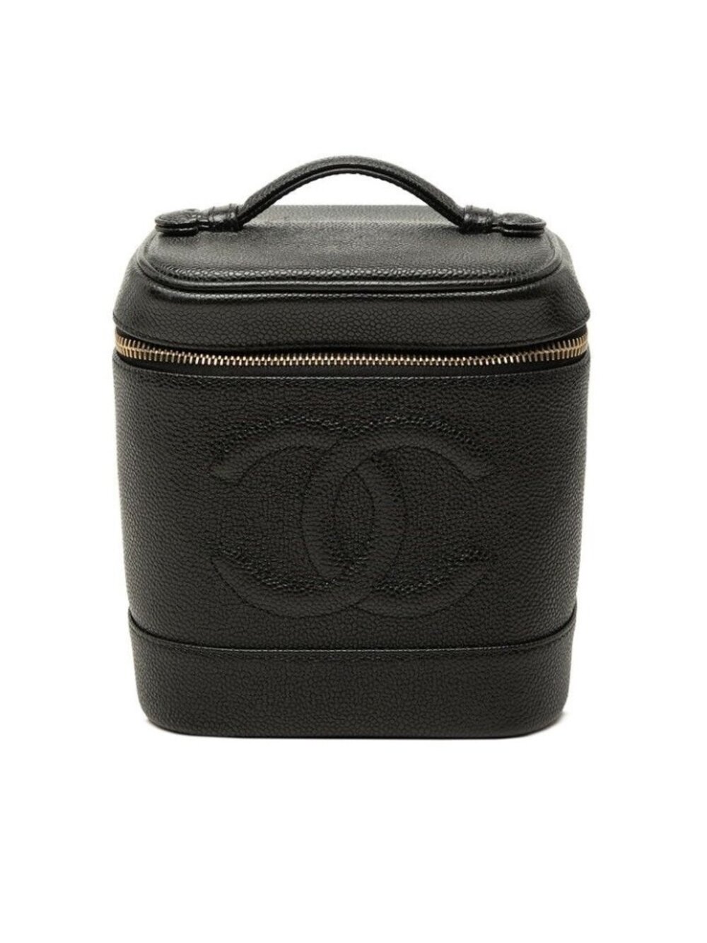 Chanel CC Logo Vanity Bag Handbag Black Caviar Leather